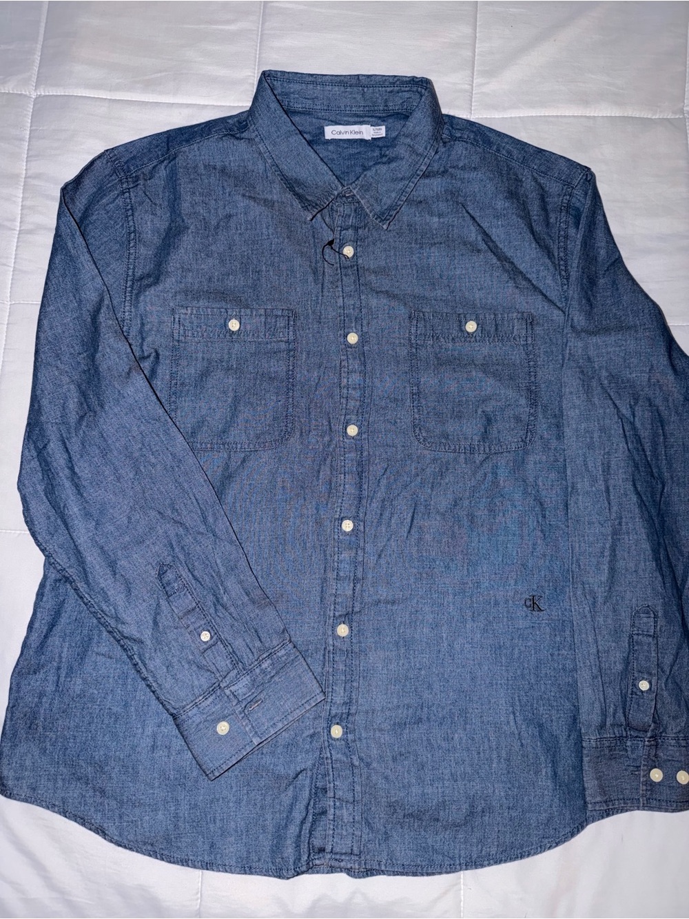 Calvin Klein Men’s Blue Denim Button-Up Shirt - XL